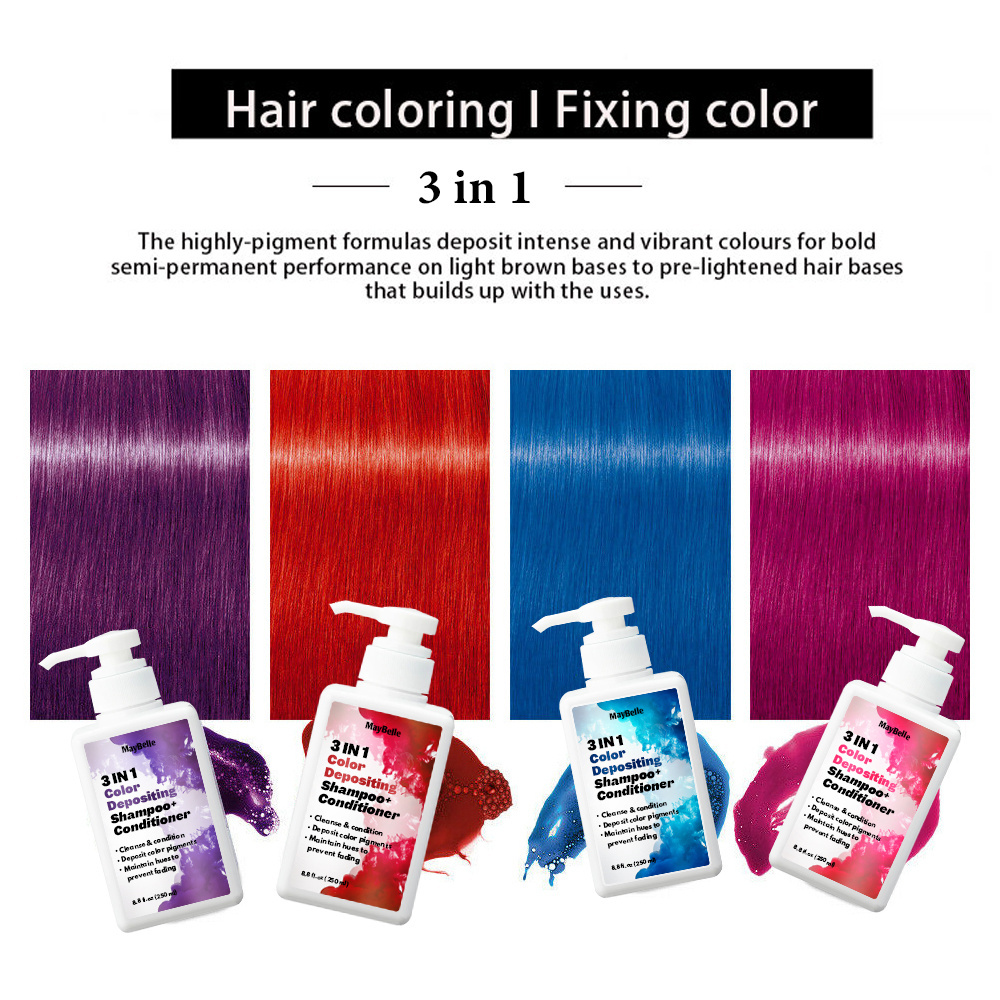 Different Hair Color Depositing Shampoo Semi-permanent Dye Shades Hair Mask Herbal