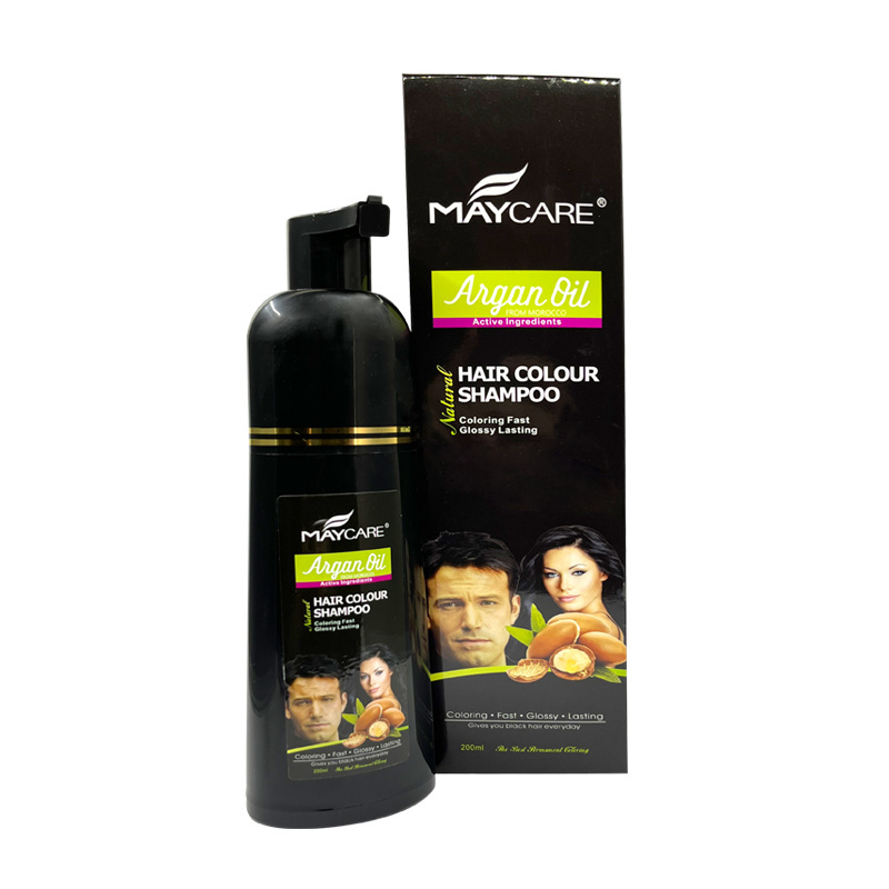 Maycare OEM Brand Ammonia PPD Free White To Black Negro Permanent Hair Color Shampoo