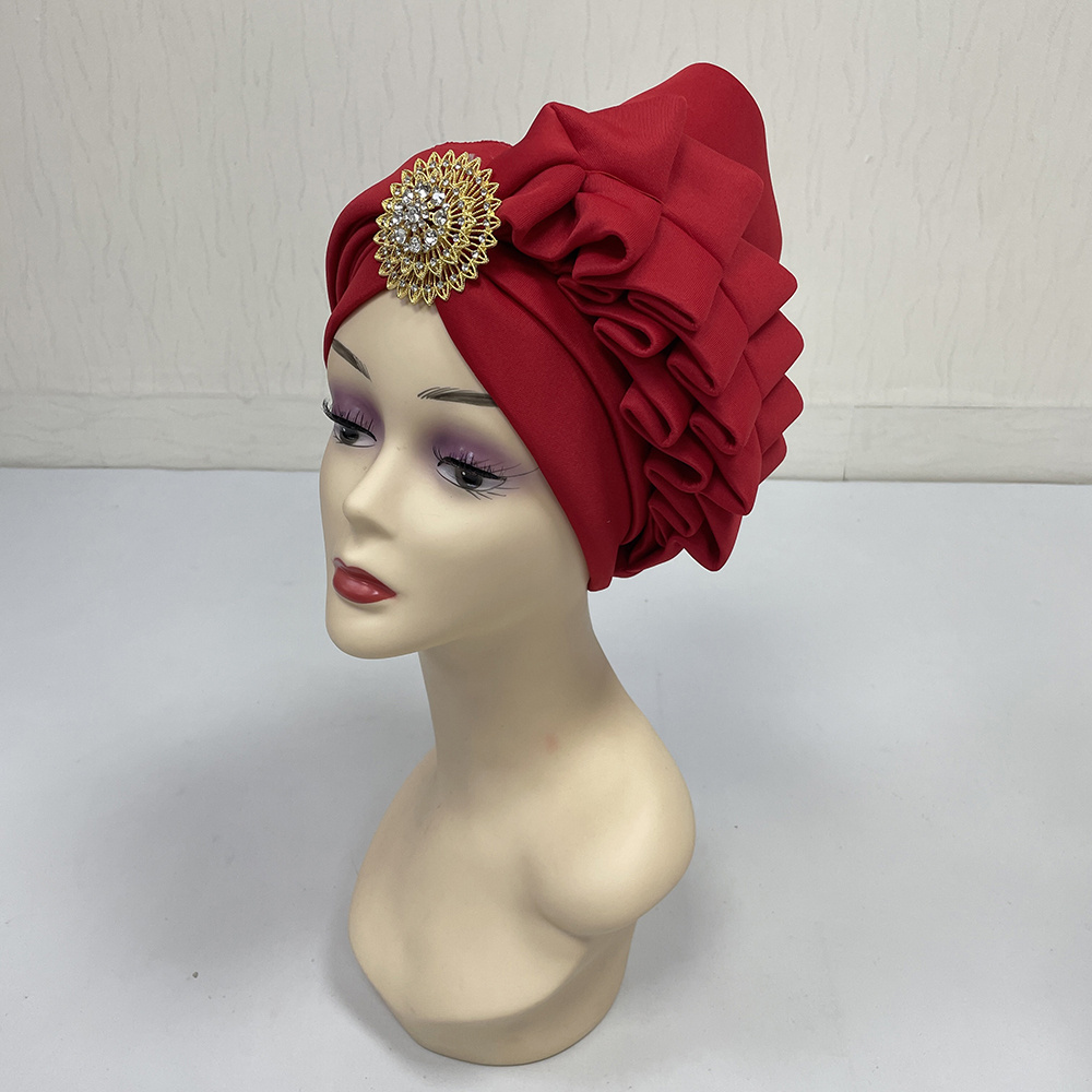 mh-1144 2022 Latest Style Fashion Women Muslim Turban cap Space cotton Bonnet crystal Accessories Turban Hat