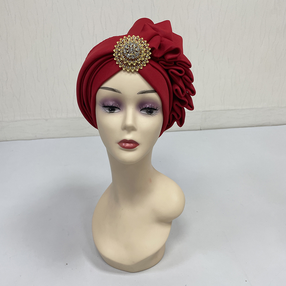 mh-1144 2022 New Design female fashion plain Space cotton turban nigerian gele Casual Fashion african muslim hat