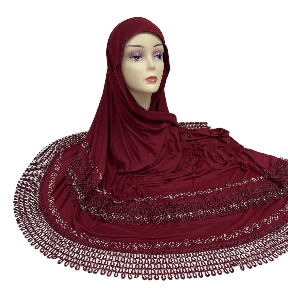 Big Size Muslim Hijab Malaysia Arab New Fashion Style Traditional 100% Cotton Rhinestone Embroidery Scarf