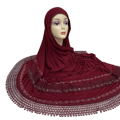 Big Size Muslim Hijab Malaysia Arab New Fashion Style Traditional 100% Cotton Rhinestone Embroidery Scarf