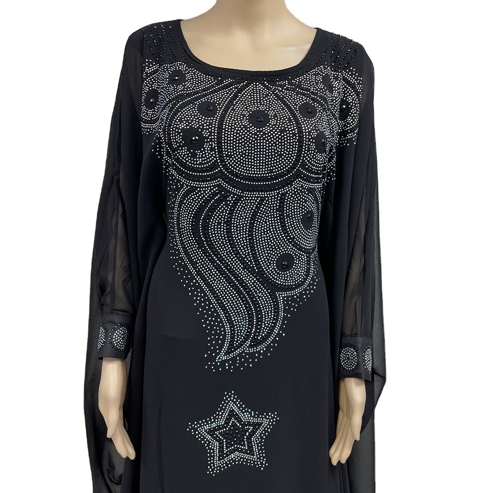 MC-1625 High Quality Women's Burkha Abaya With Diamond Stone Work And Scarf chiffon two piece set Islamic clothing