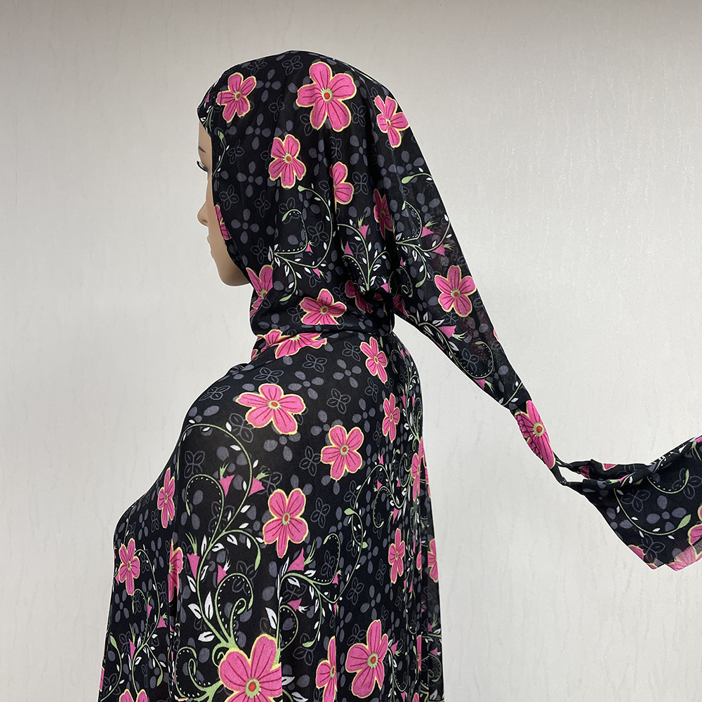 MC-1601 2024 new arrival Wholesale muslim dresses long sleeves dubai islamic clothing plus size abaya with scarf flower abaya