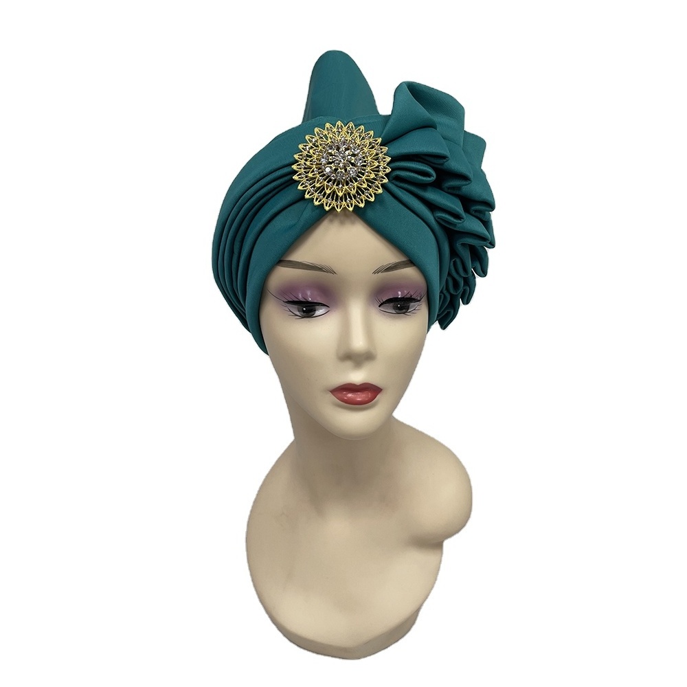 mh-1144 2022 Latest Style Fashion Women Muslim Turban cap Space cotton Bonnet crystal Accessories Turban Hat