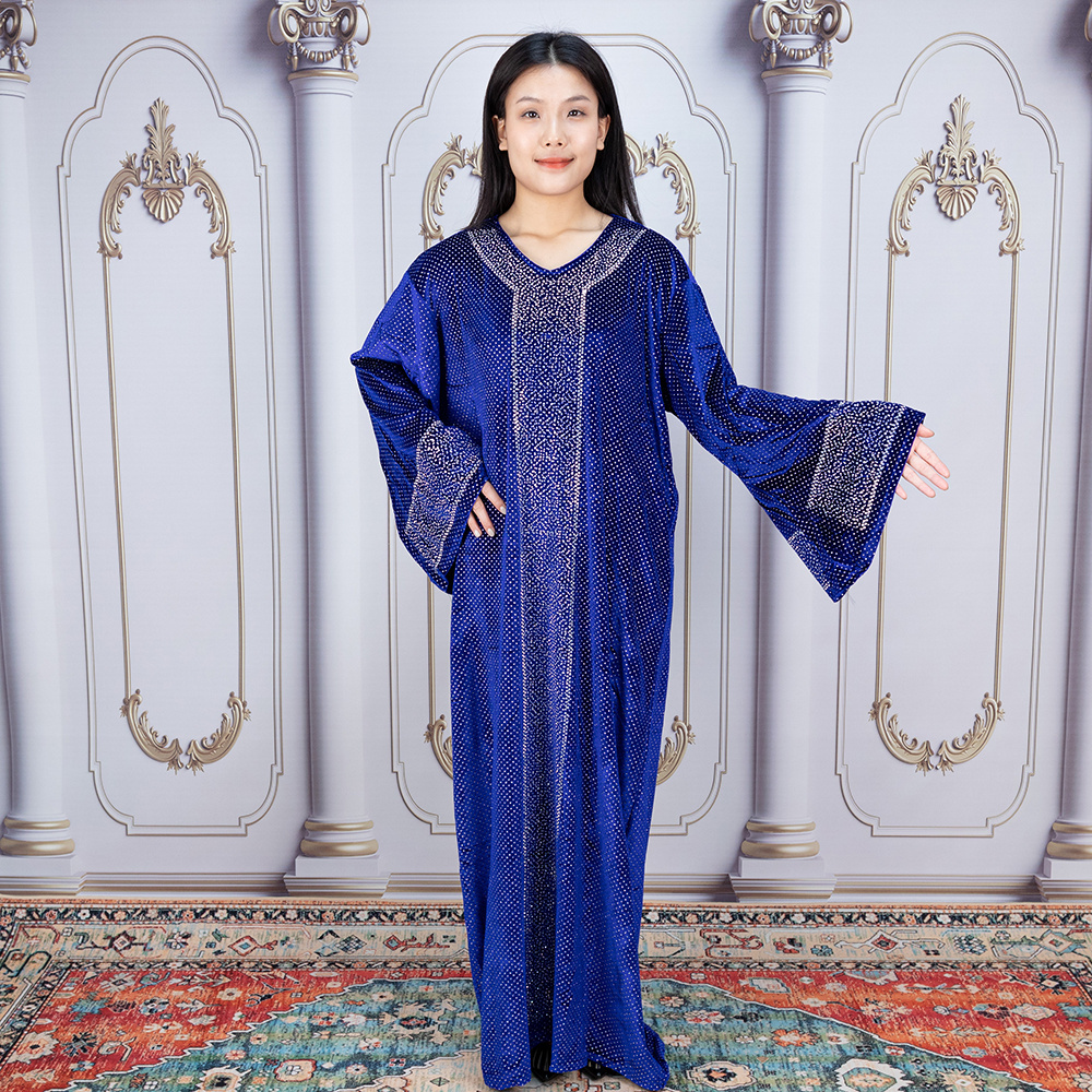 MC-1615 2023 Latest High Quality Dubai Abaya Muslim Women Dress Velvet luxurious Abaya with rhinestone