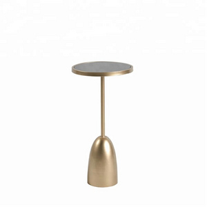 Mayco Home Modern Small Round Gold Metal Black Mirror Top Bar Table