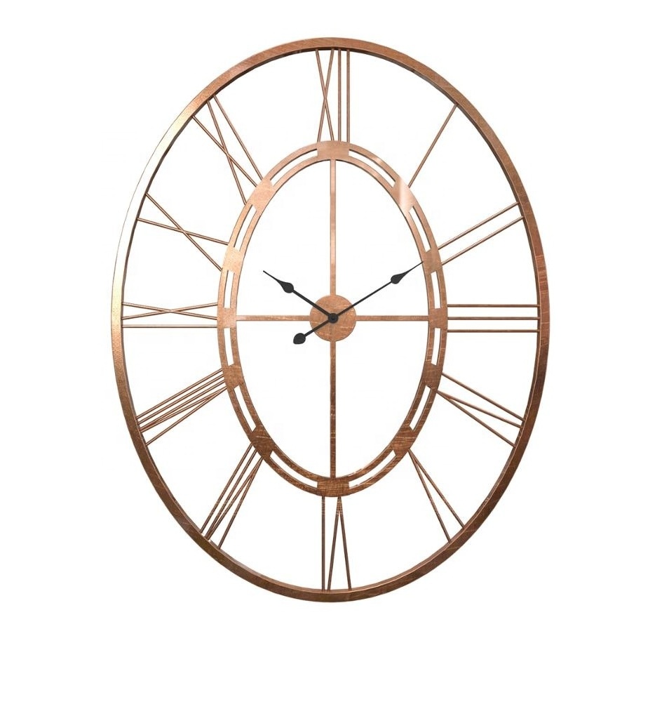 Mayco Home Decoration Antique Low Price High Quality Metal Oval Shape Decorative Wall Clock