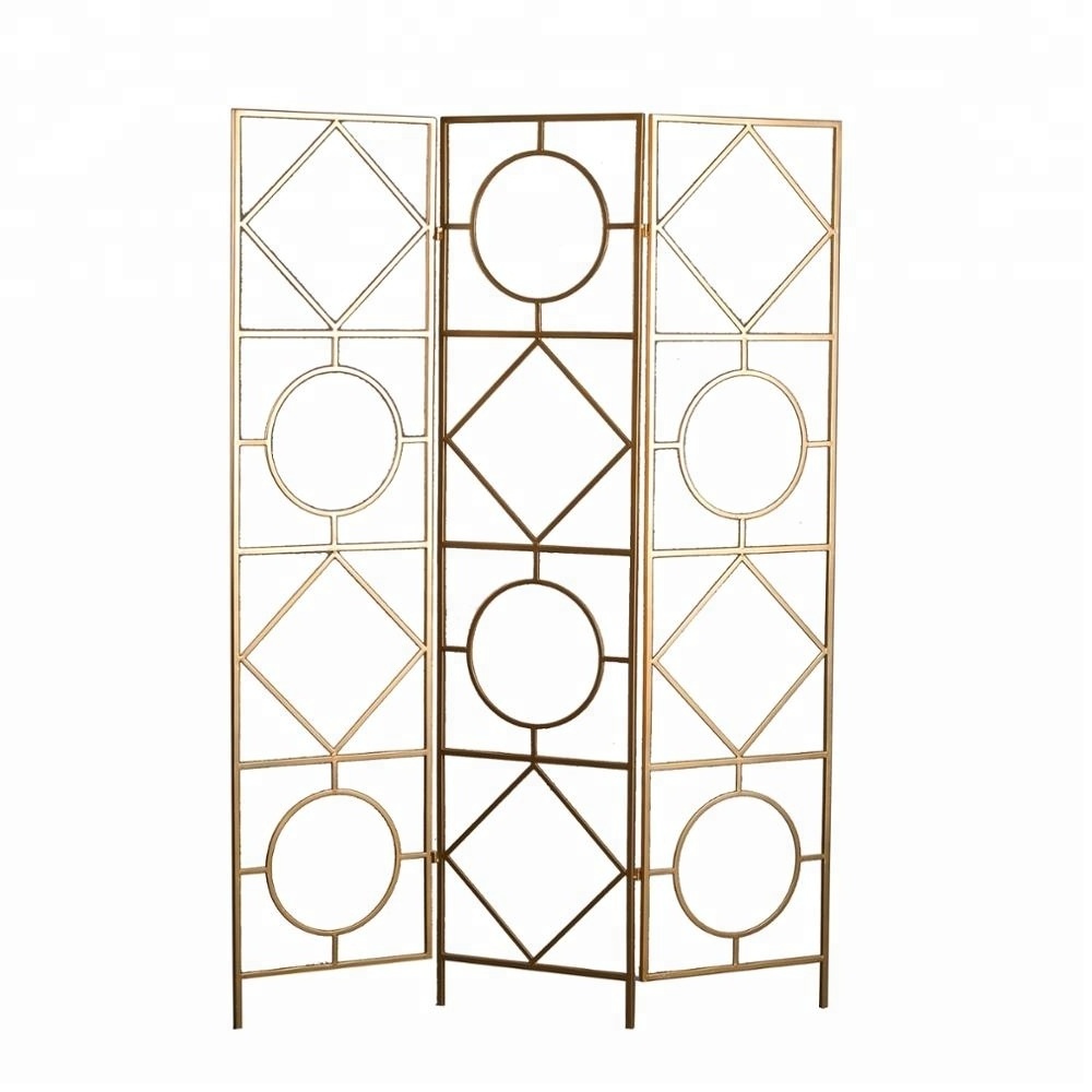 Mayco Home Hot Morden Metal Folding Decorative Wedding Screen Partition 3 Panel Room Divider for Living Room