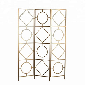 Mayco Home Hot Morden Metal Folding Decorative Wedding Screen Partition 3 Panel Room Divider for Living Room