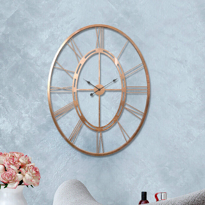 Mayco Home Decoration Antique Low Price High Quality Metal Oval Shape Decorative Wall Clock