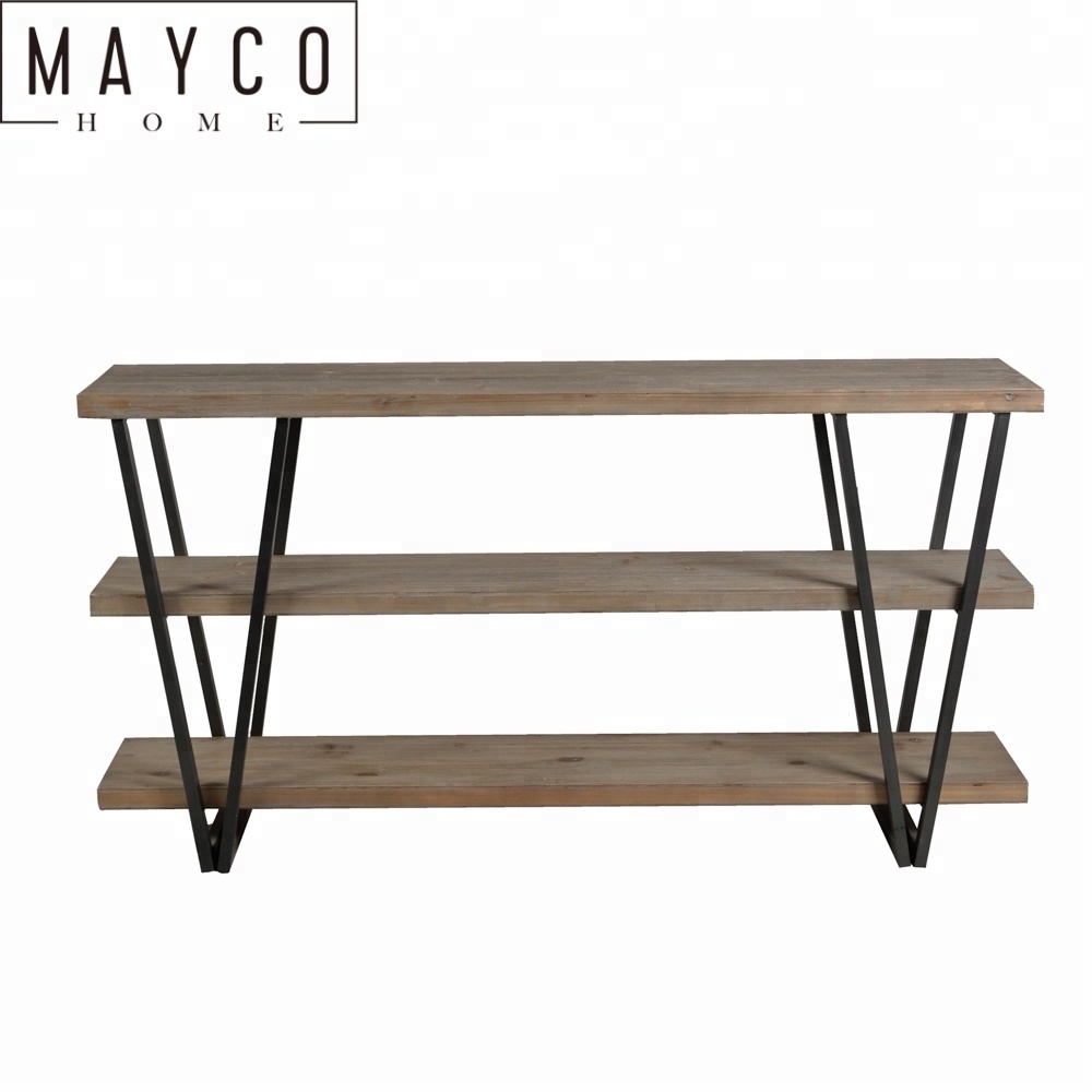 Mayco Home Office Bookcases Bookshelves 3 Tier Storage Furniture Rustic Industrial Shelf with Open Wood Shelves