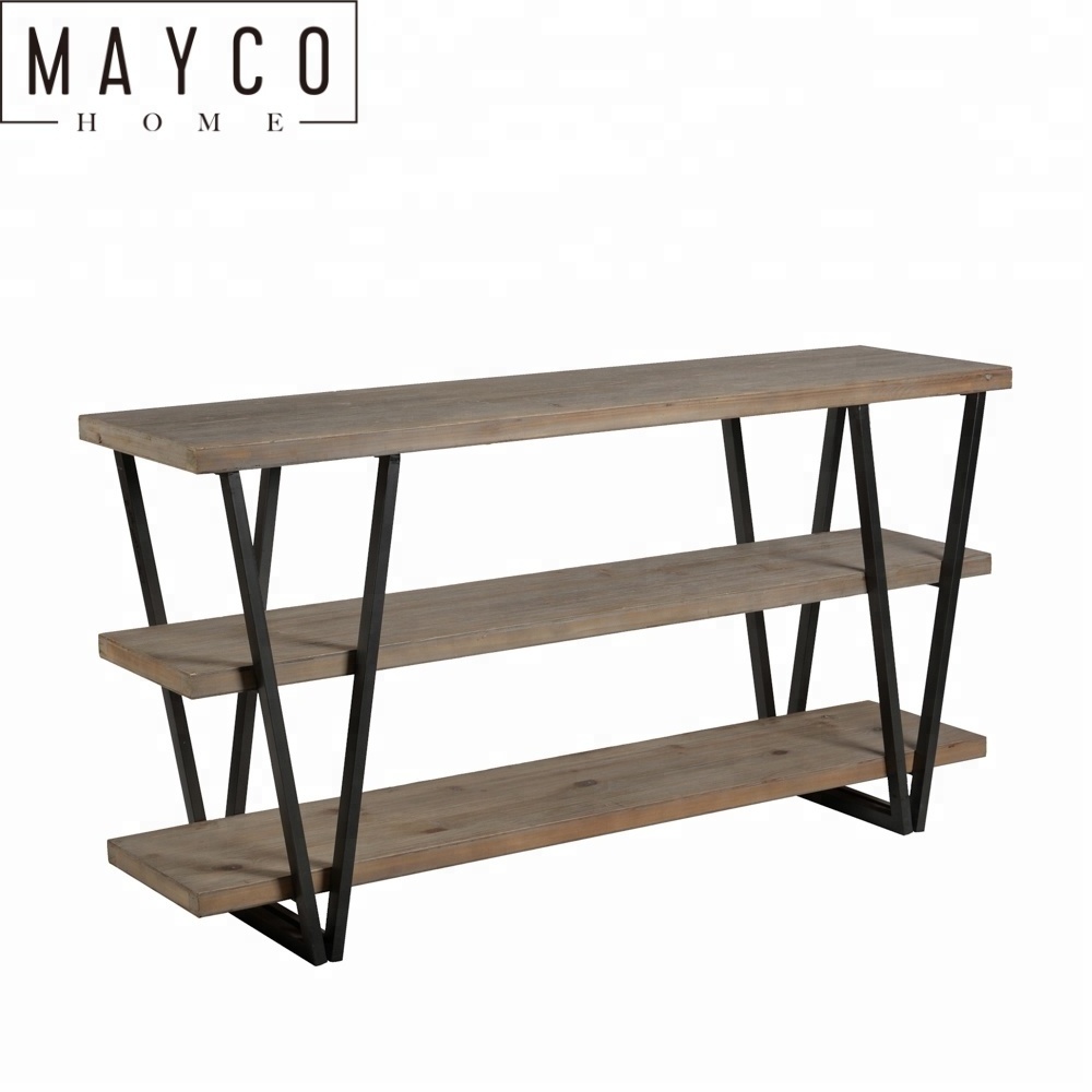 Mayco Home Office Bookcases Bookshelves 3 Tier Storage Furniture Rustic Industrial Shelf with Open Wood Shelves