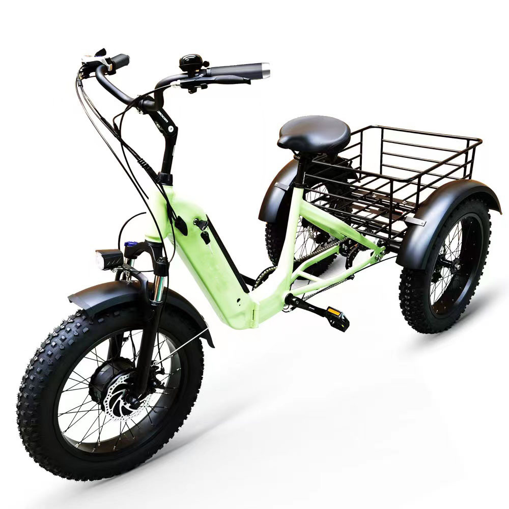 New style fat tire electric folding tricycle 48v 500w 3 wheel electric bike bicycle fat tyre with front drive motor