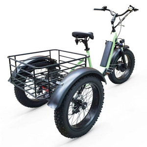 New style fat tire electric folding tricycle 48v 500w 3 wheel electric bike bicycle fat tyre with front drive motor