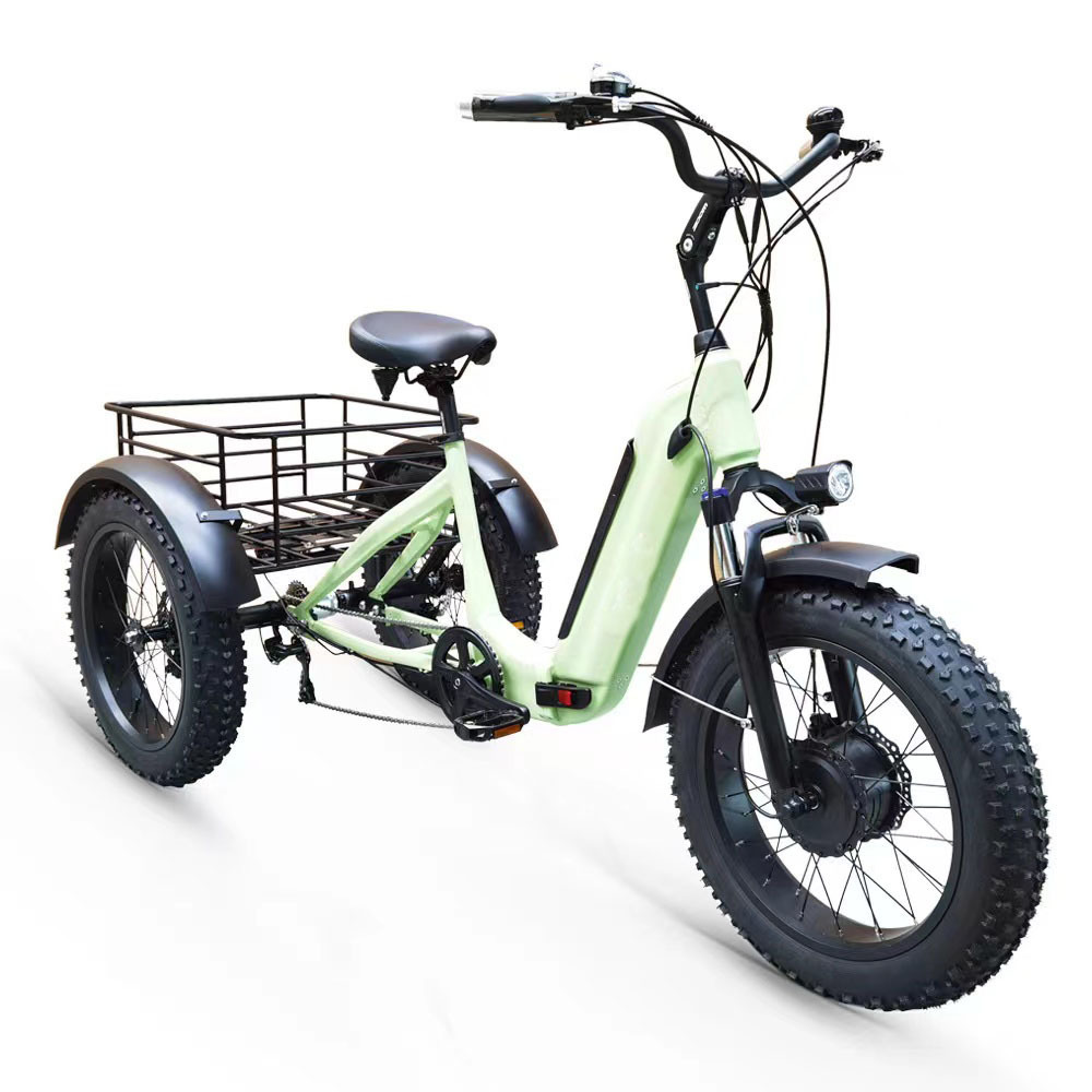 New style fat tire electric folding tricycle 48v 500w 3 wheel electric bike bicycle fat tyre with front drive motor