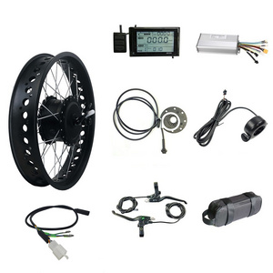 Hot sale Ebike snow bicycle conversion kit 20'' 26" 4.0 Tyre 48v 750w geared electric fat tyre ebike front/rear motor wheel kits