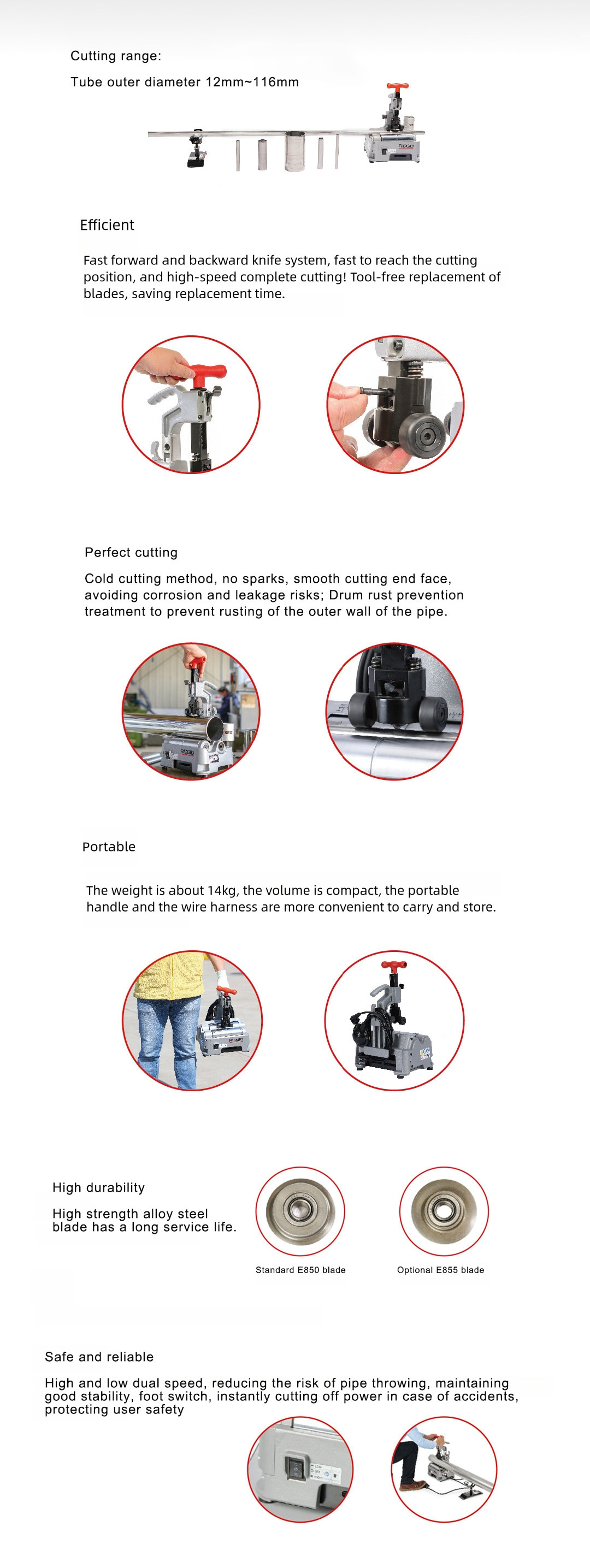 Ridgid Electric Pipe Cutting Machine Desktop Small Handheld Stainless Steel Pipe Cutting Tool Metal Plastic Pipe Cutting Machine