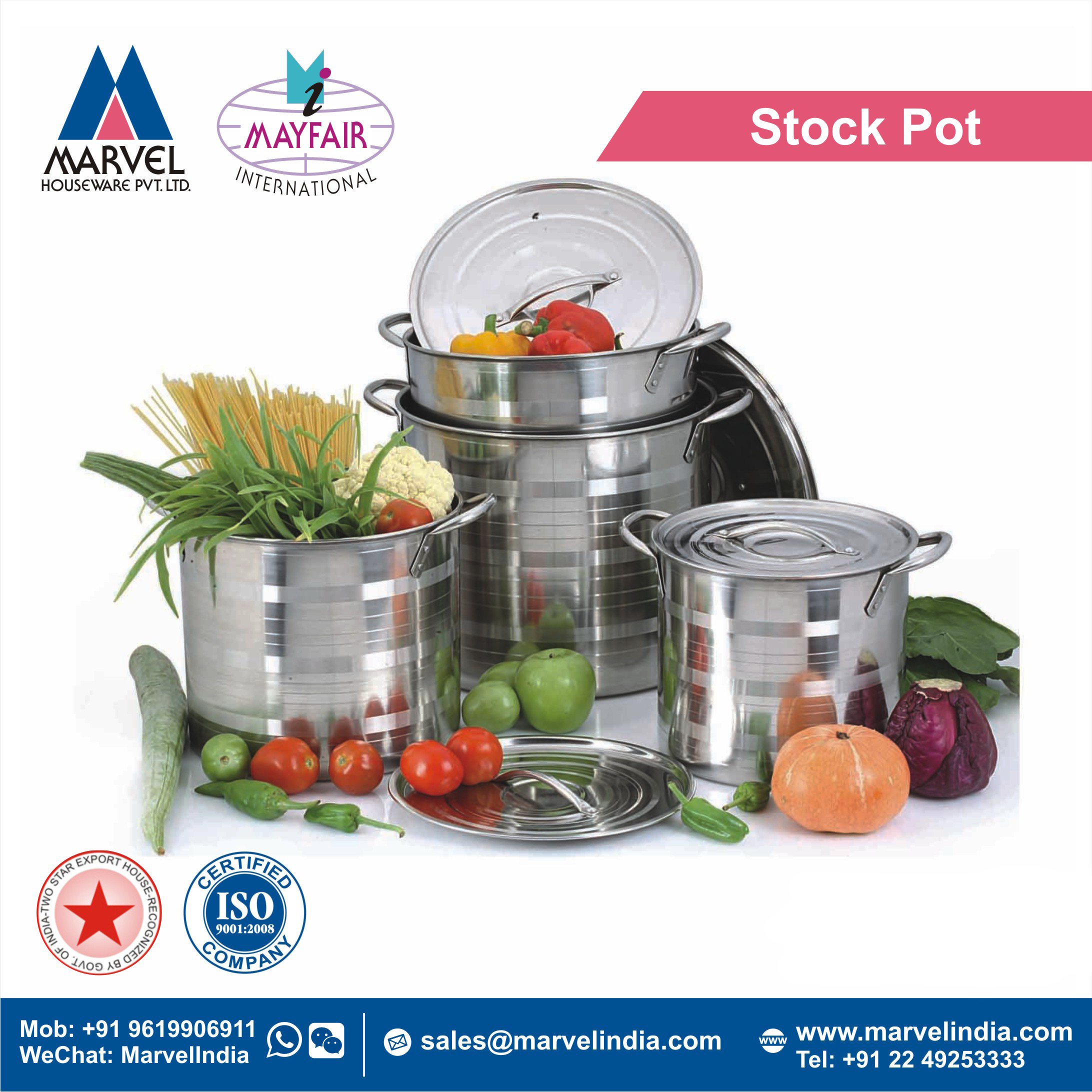 High quality Restaurant Stainless Steel Large Hot Cooking Stock Pot With Lid & Handle