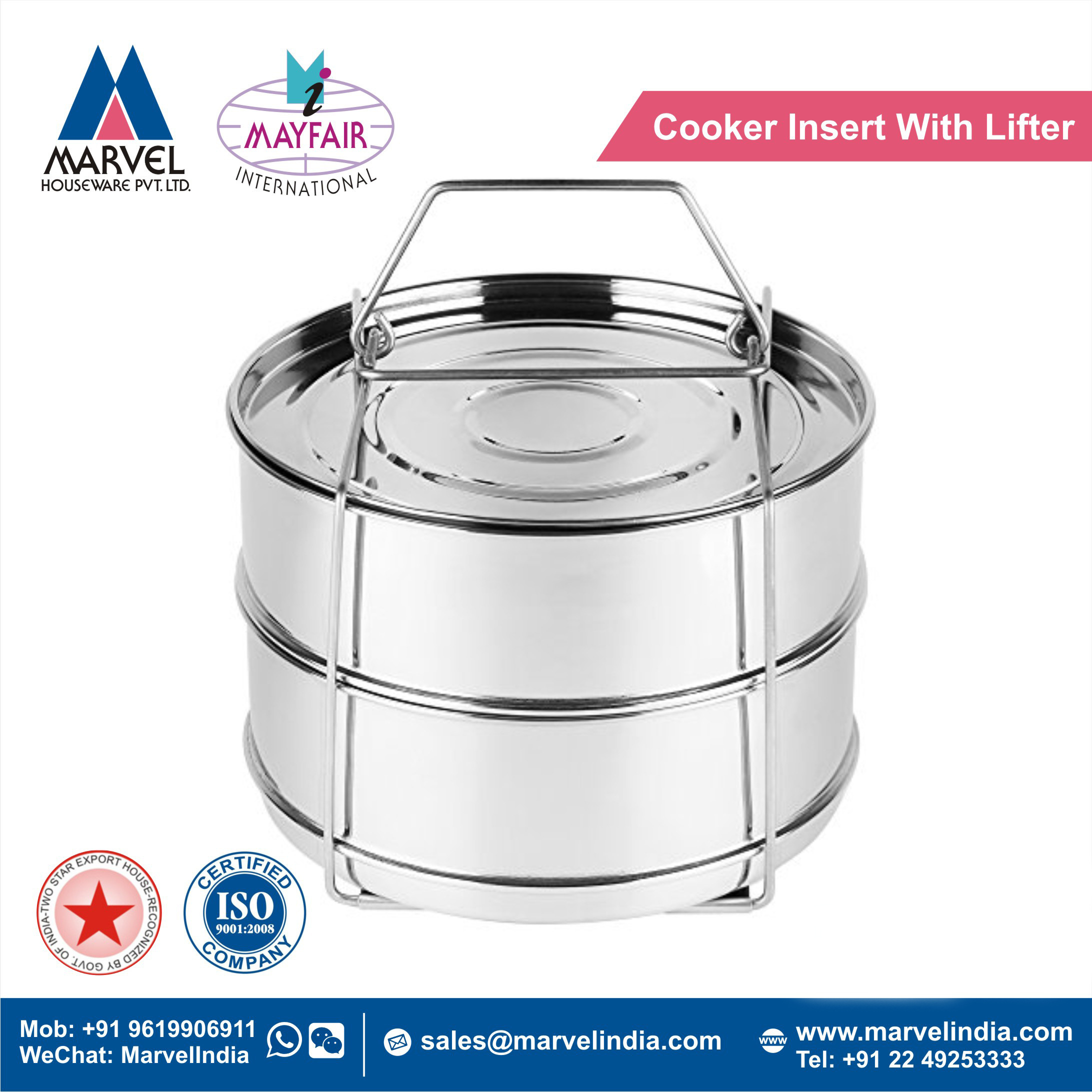 High Quality Kitchenware Stainless Steel Stackable Steamer Insert Cooking Cooker Insert With Lifter For Kitchen Home