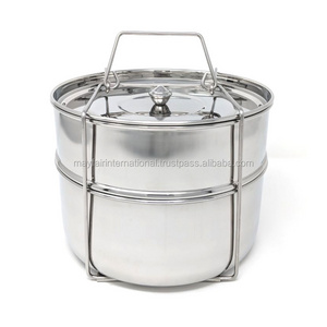 Eco Friendly Good Quality Stainless Steel Cookware 2 Tier Pressure Cooker Insert Pot Set Without Hole For Kitchen