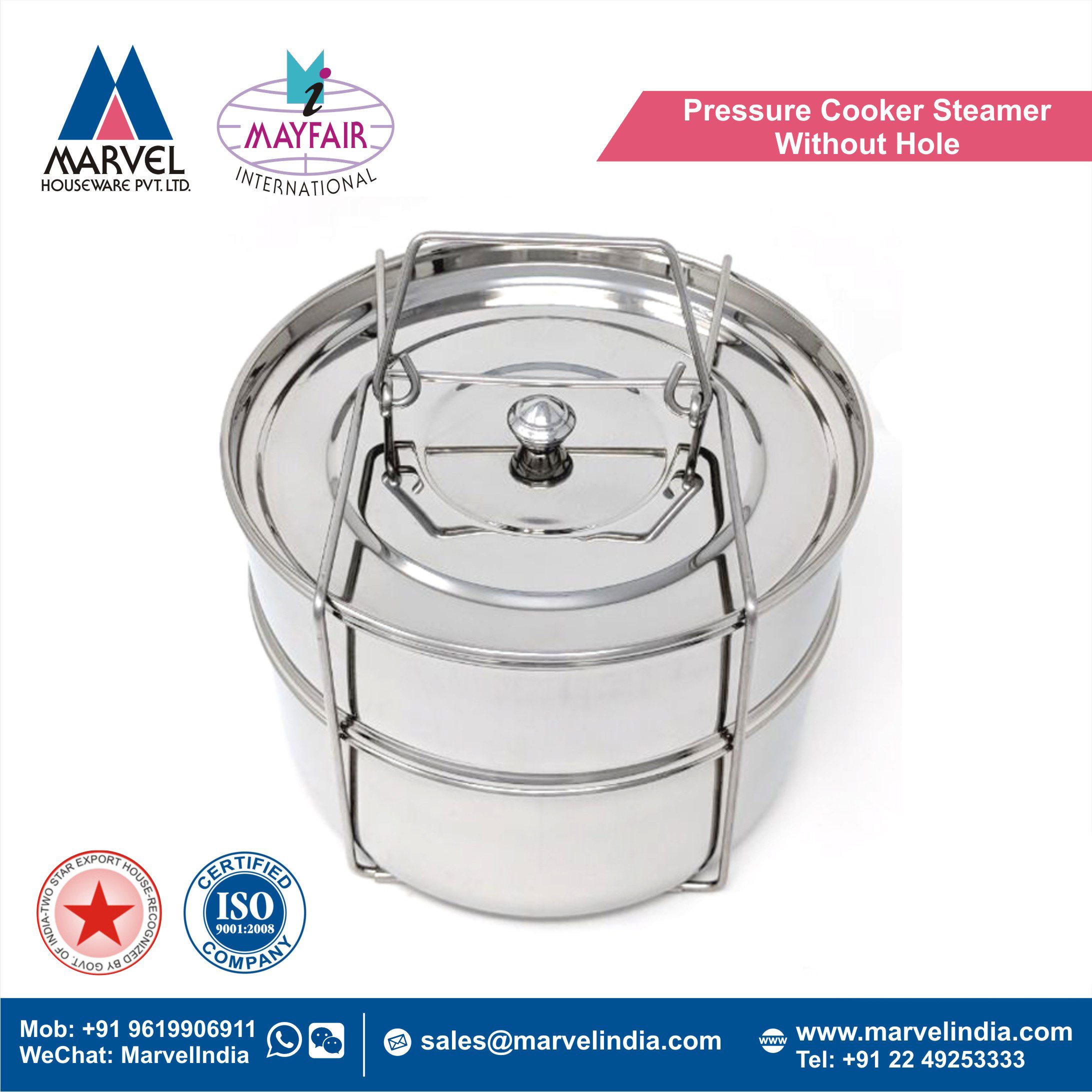 Eco Friendly Good Quality Stainless Steel Cookware 2 Tier Pressure Cooker Insert Pot Set Without Hole For Kitchen