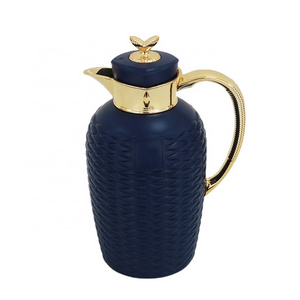 2024 NEW COMING CANE BASKET SHAPE 1OOOML BLUE COLOR ARABIC STYLE VACUUM FLASK ARABIC FLASK VACUUM COFFEE POT