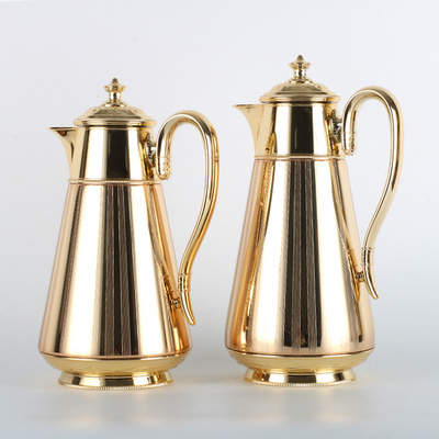 New Design Golden Arabic Style Vacuum Coffee Flask Thermos Kettle Glass Inner Vacuum Flask Arabic Coffee Pot Thermos