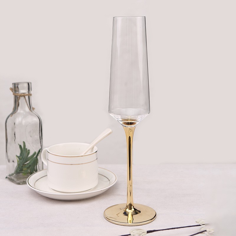 Gold Plated Personalized Crystal Gold Rim Luxury Wine Glass Long Stem Customized logo wine glass crystal goblet