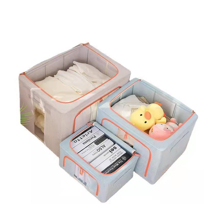 Cotton & linen large storage box with lid fabric collection storage bins with soft handle storage box