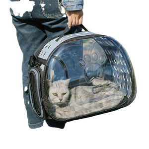 Soft-Side Cat Dog Carrier Collapsible Clear Tote for Small Animals Airline Approved Transparent Breathable Pet Carrier Bag