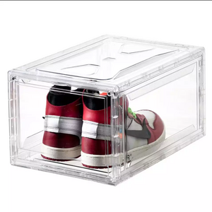 Drop Front Black Transparent Shoe Rack Organizer Storage Cabinet Stackable Acrylic Box For Shoes Shoe Cabinet Storage