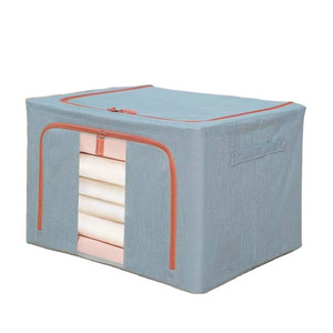 Cotton & linen large storage box with lid fabric collection storage bins with soft handle storage box