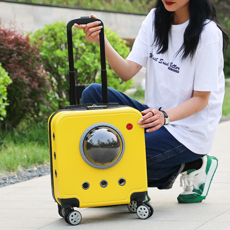 NEW 2in 1 Pet Trolley Case Universal Wheel Portable Outing Pet Box Breathable Luggage Box Travel Cat and Dog Outing Box