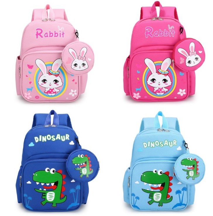 Cheap Cartoon Style Cute Rabbit Children Nylon School Bags Dinosaur Stylish Kids School Backpack For Boys And Girls