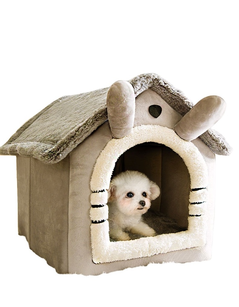 Cat and Small Dog House Kennel Foldable Pet Bed Tent Indoor Enclosed Warm Plush Sleeping Nest Cat Basket Puppy Cave Sofa