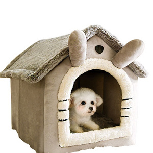 Cat and Small Dog House Kennel Foldable Pet Bed Tent Indoor Enclosed Warm Plush Sleeping Nest Cat Basket Puppy Cave Sofa