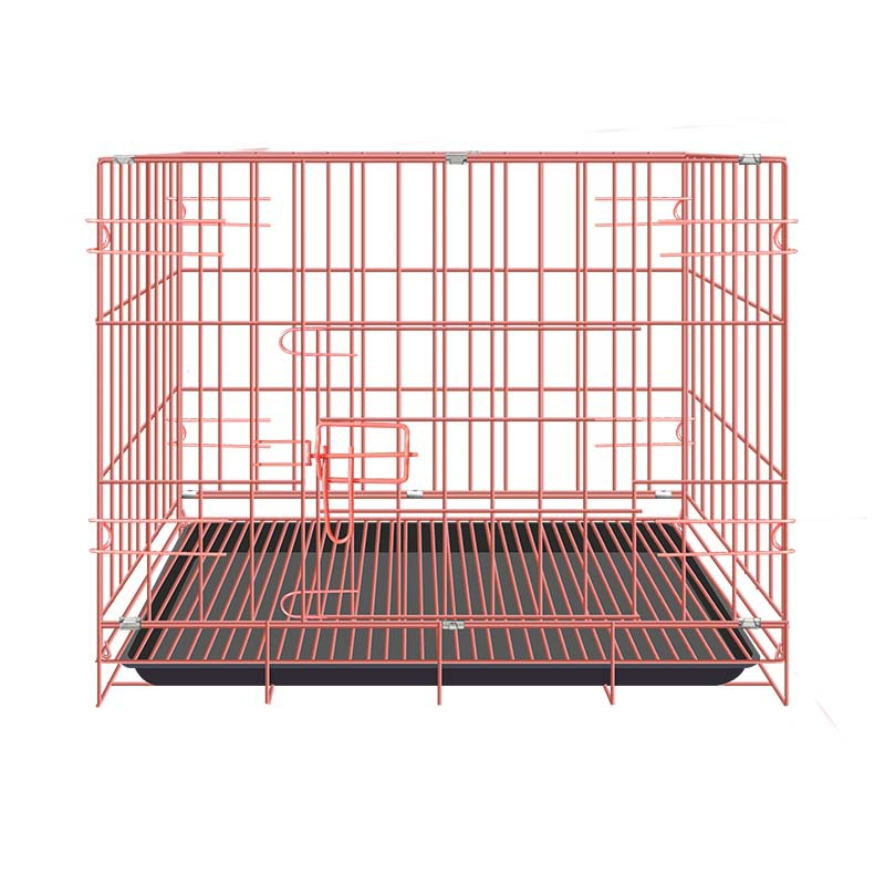 Multi color Extra-Strong double Door Folding Metal Dog Crate with Leak-Proof Plastic Pan