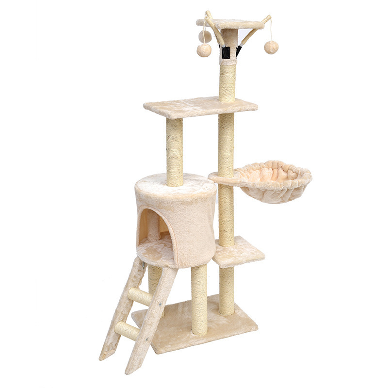 Scratcher Furniture Wholesale Luxurious House Customized Plush Big Pet Condo Natural Sisal Wood Cat Tree