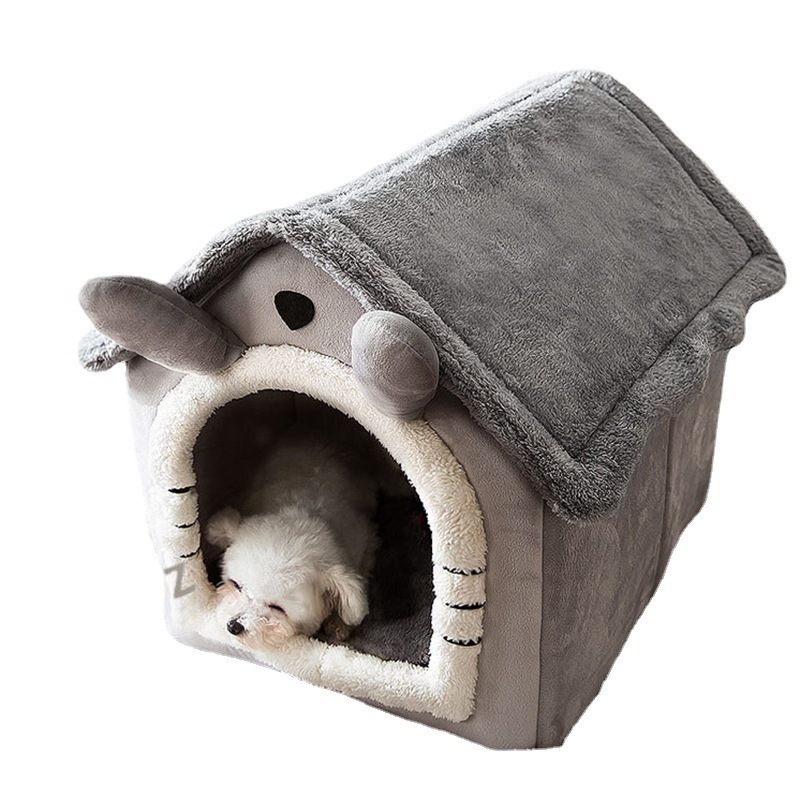 Cat and Small Dog House Kennel Foldable Pet Bed Tent Indoor Enclosed Warm Plush Sleeping Nest Cat Basket Puppy Cave Sofa