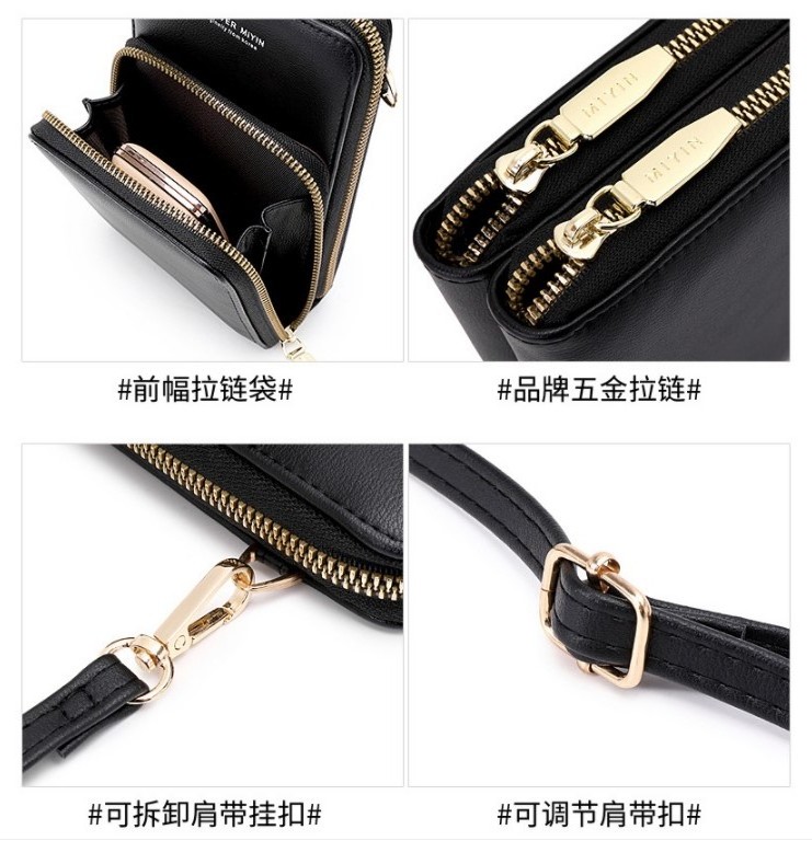 Transparent cross body wallet bags multifunctional touch screen mobile phone sling bag for women