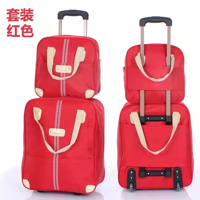 2022 hot sale 2 pcs in 1 set waterproof foldable traveling suit case trolley luggage bag with tote handbag for lady women