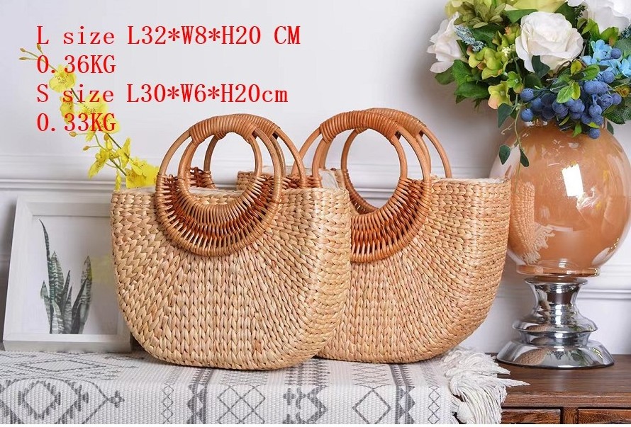 2022 New Fashion Moon Straw Handbags Women Summer Beach Bag Rattan Bag Handmade Vintage Woven Handbag For Women