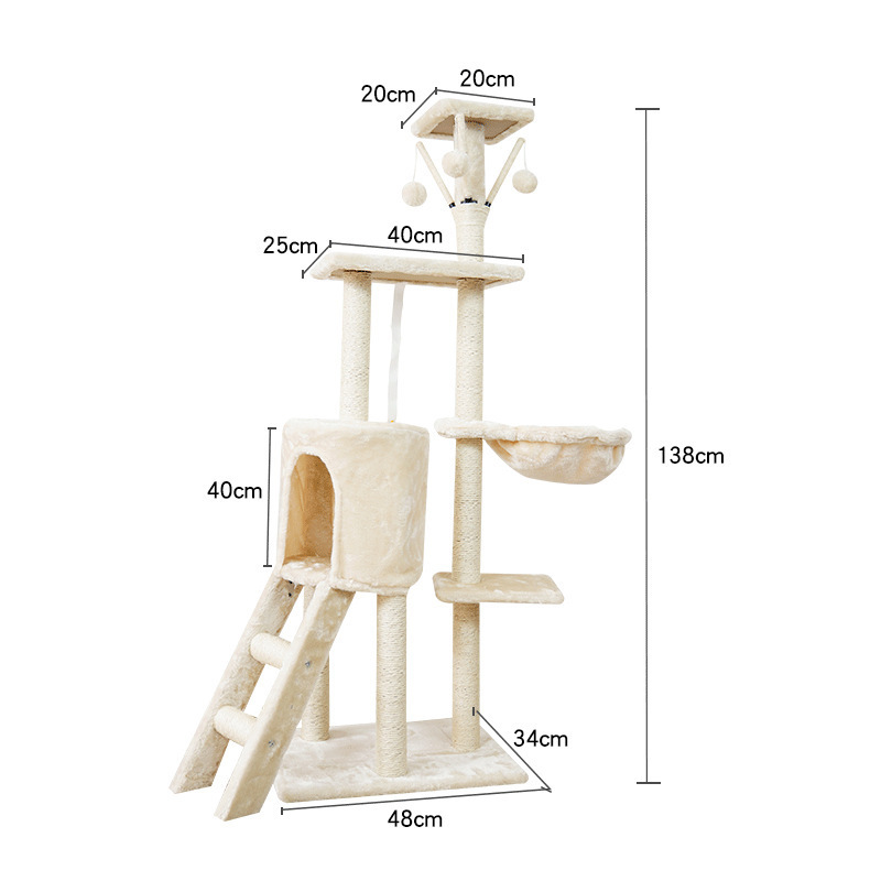 Scratcher Furniture Wholesale Luxurious House Customized Plush Big Pet Condo Natural Sisal Wood Cat Tree