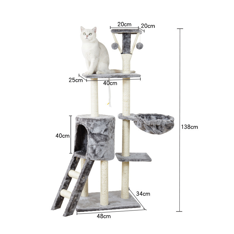 Scratcher Furniture Wholesale Luxurious House Customized Plush Big Pet Condo Natural Sisal Wood Cat Tree