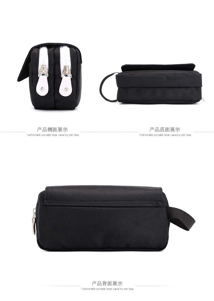 Durable Oxford Canvas Pencil Pen Bag Large Capacity Creative Waterproof Double Layers Pencil Case For School Students