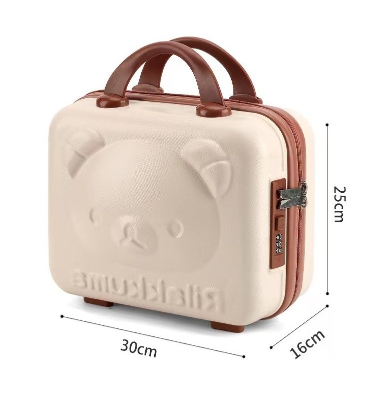 Cartoon Bear Cute Lightweight Storage Bag Password Box 14 16 Inch Cosmetic Travel Case Mini Suitcase