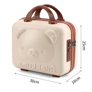 Cartoon Bear Cute Lightweight Storage Bag Password Box 14 16 Inch Cosmetic Travel Case Mini Suitcase