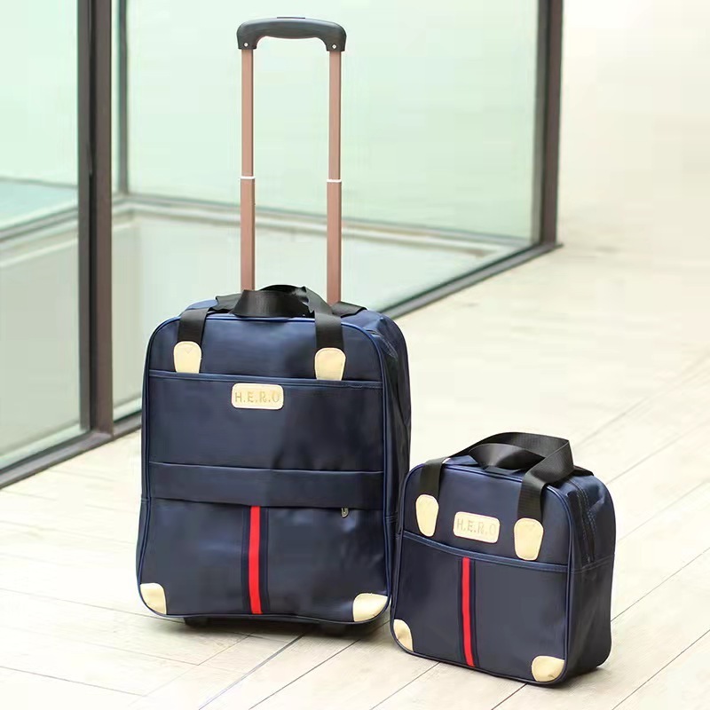 2022 hot sale 2 pcs in 1 set waterproof foldable traveling suit case trolley luggage bag with tote handbag for lady women