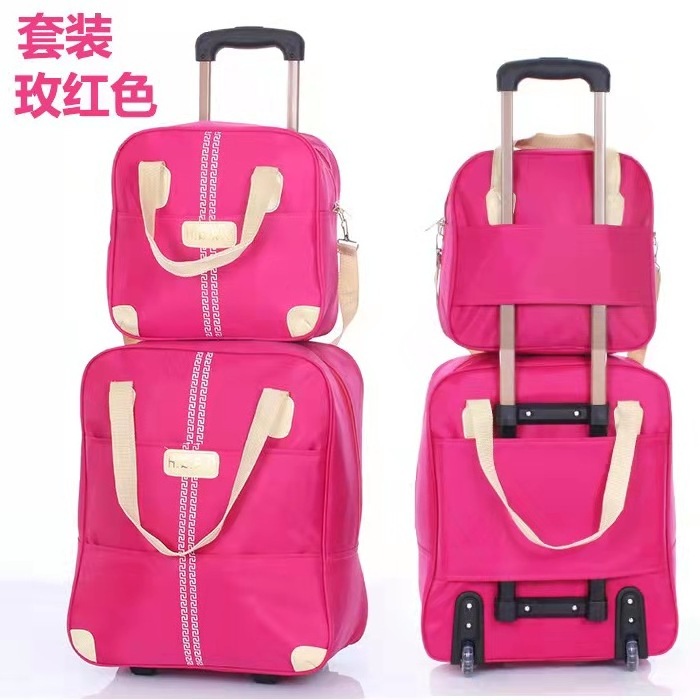 2022 hot sale 2 pcs in 1 set waterproof foldable traveling suit case trolley luggage bag with tote handbag for lady women